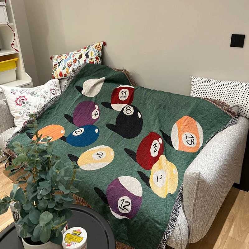 Textile City Ins Billiard Pattern Throwing Blanket Home Decoration Tape Table Tennis Sofa Cover Mat Outdoor Camping Mat blanket X240903