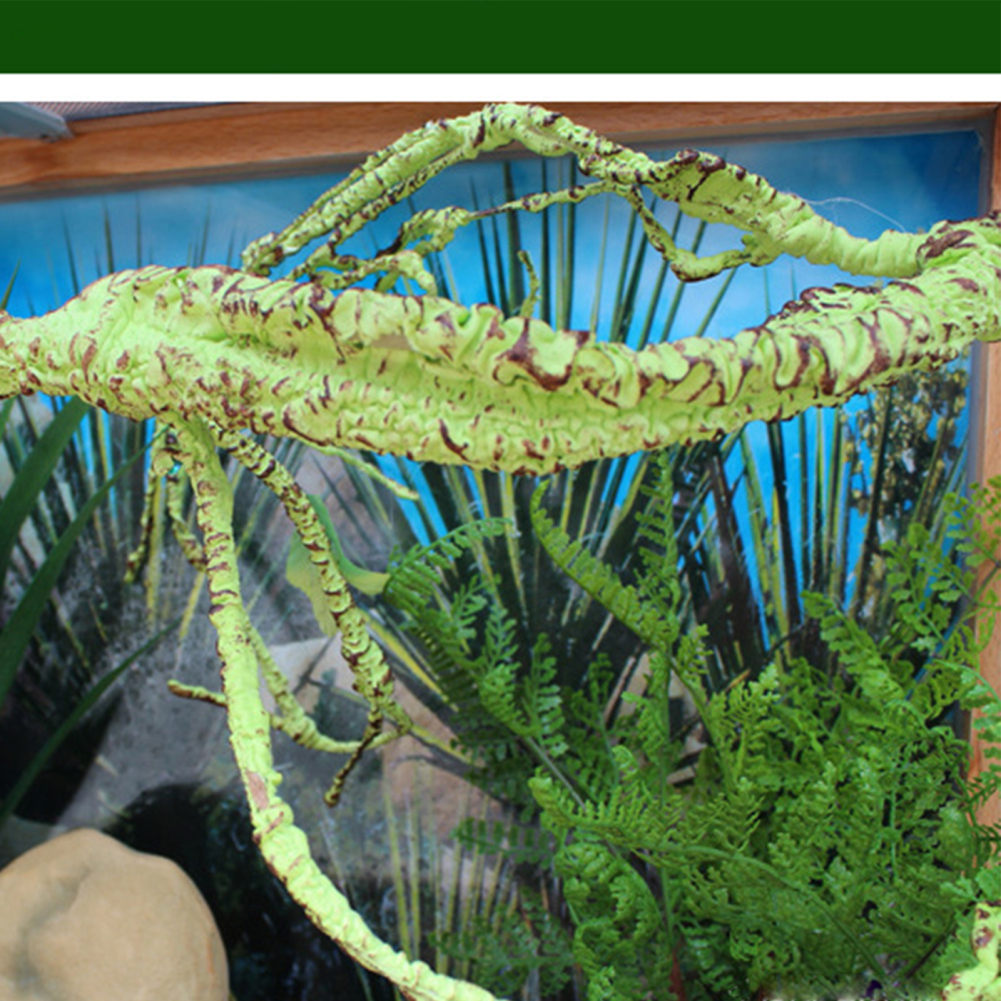 Plastic Reptile Plants Bendable Jungle Climbing Vine Terrarium Branch Flexible Hanging Habitat Decor for Lizard Gecko Tank Decor
