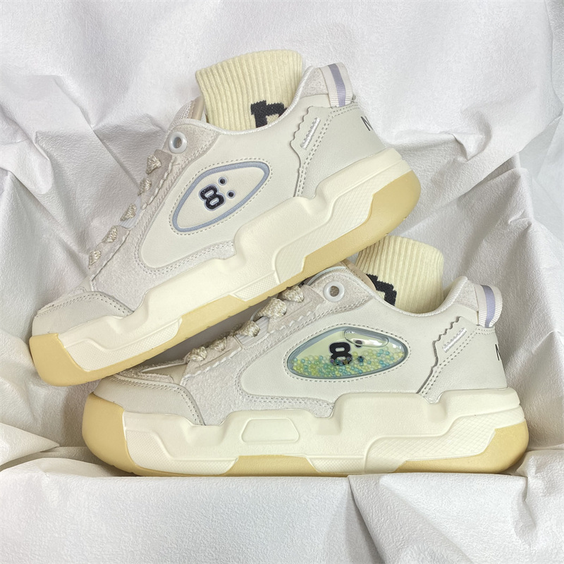 Women's thick soled height increasing versatile Hong Kong style sports and leisure shoes