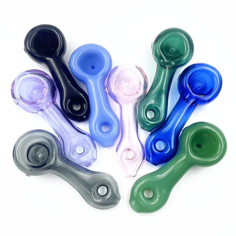 Smoke Shop Portable Glass Spoon Pocket Handpipe Pipe Dry Herb Tobacco Pyrex Glass Smoking Hand Pipes