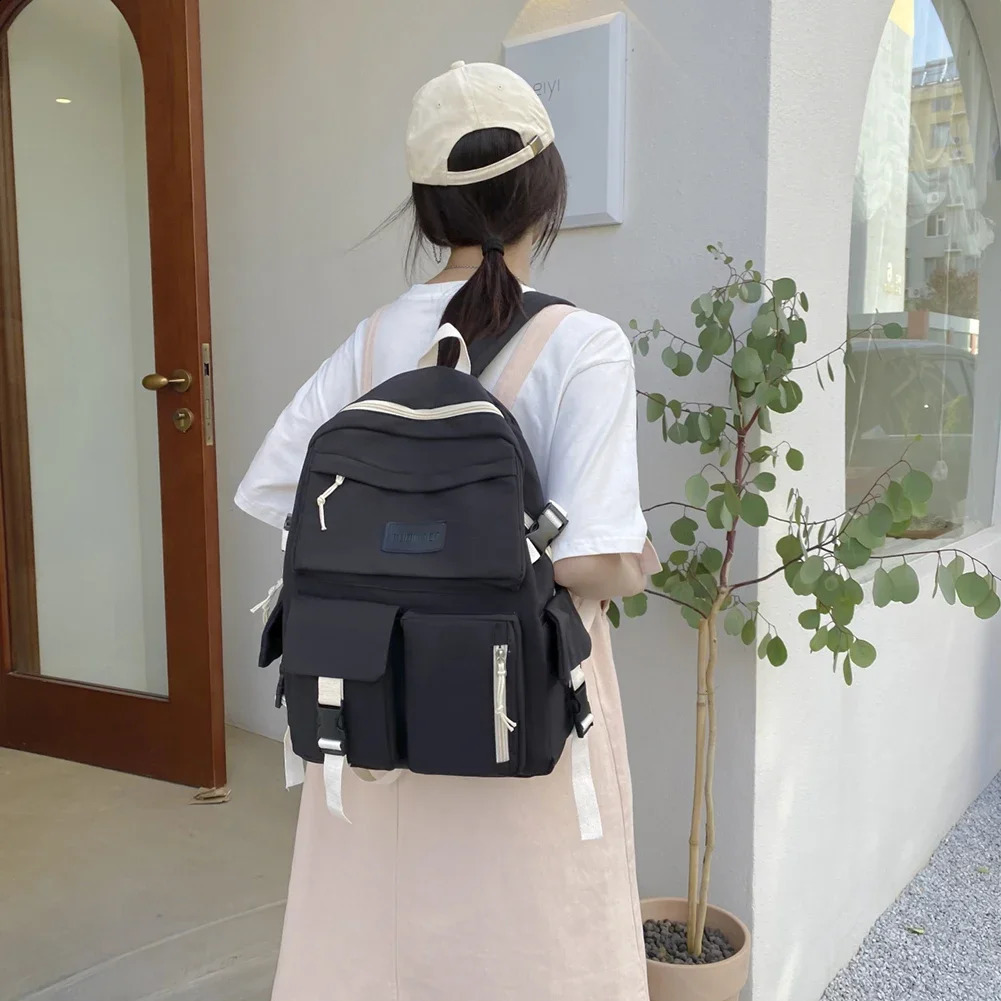 Kawaii Girls School Backpack Fashion Notebook Bag Student Cute Canvas Rucksack Handbag Mochila 240903