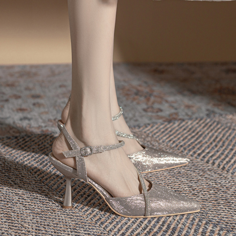 Rhies High Pointed Heels Women 2024 Summer Ankle Straps Thin Heeled New Pumps Ladies Sexy Party Wedding Sandals b0ea