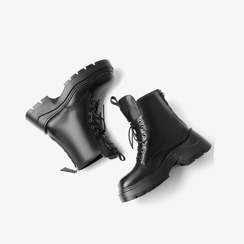 Ankle BEAUTODAY Boots Women Genuine Cow Leather Solid Color Punk Style Motocycle Short Plush Winter Ladies Shoes Handmade 03A56 02fc