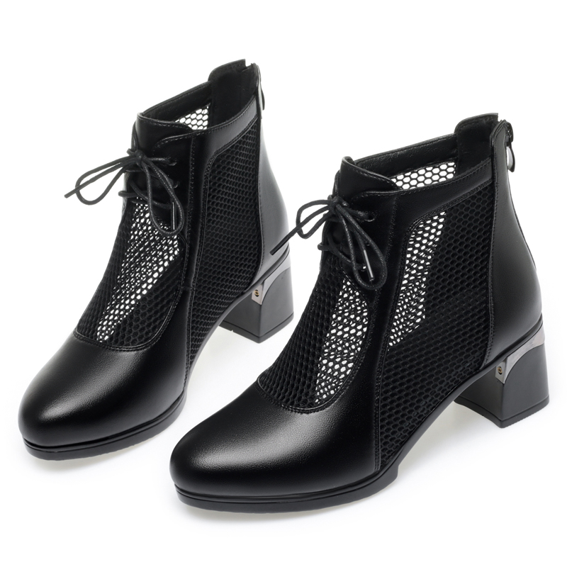 Summer AIYUQI 2024 New Genuine Leather Booties Mesh Large Size 41 42 Women's Cool Boots adc0