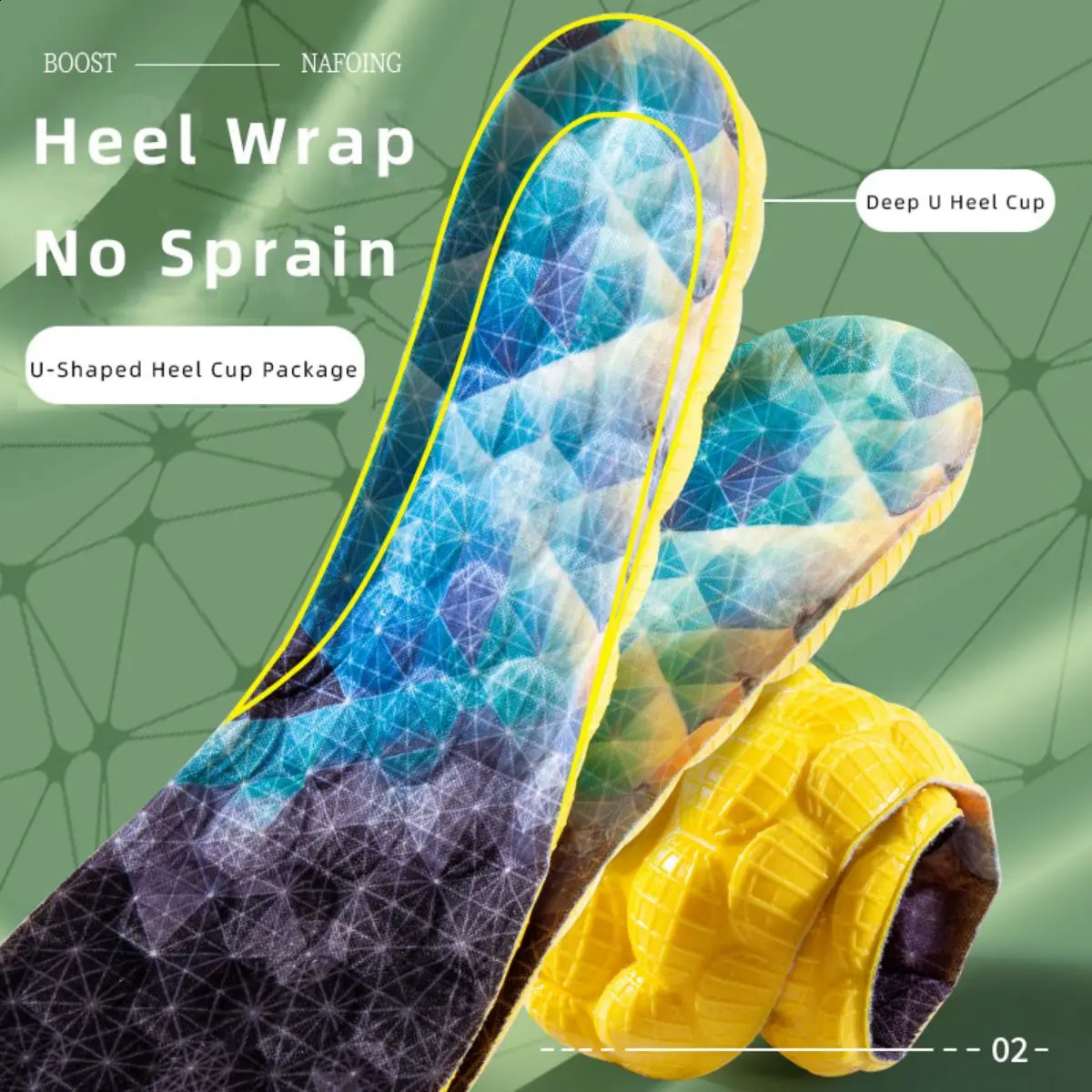 1Pair 4D Cloud Technology High Elasticity Sports Deodorizer Insole Yellow PU Sole Breathing Mens Running Insole 240903