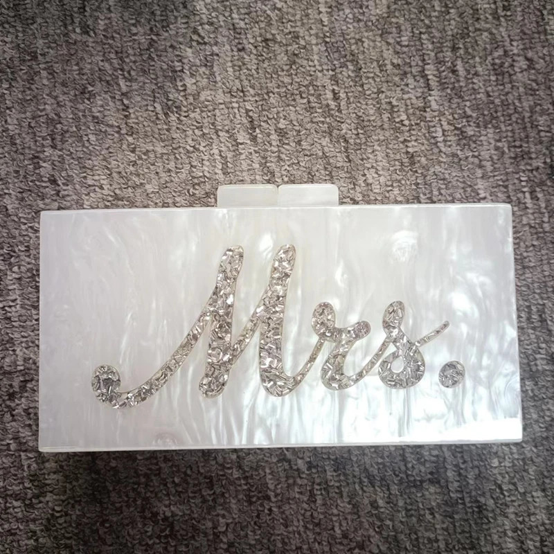 Mirror Bags Party Handbag Shoulder White Acrylic Clutch Evening Personalized Custom Name High Grade Store 240828
