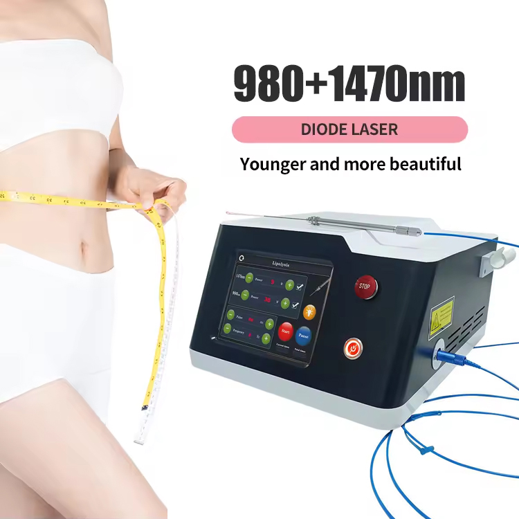 Advanced Diode Laser 2 Wavelength Body Contouring Fat Removal Lipolysis 980nm 1470nm Fiber-optic Coupled Lipolysis Diode Laser Body Slimming Machine