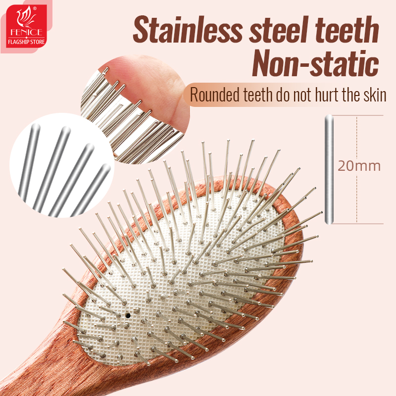 Fenice Pet Comb Solid Wood Handle in Cat Dog Hair Remover Brush Fur Combs Grooming Tool For Pet Cleaning Supplies Accessories