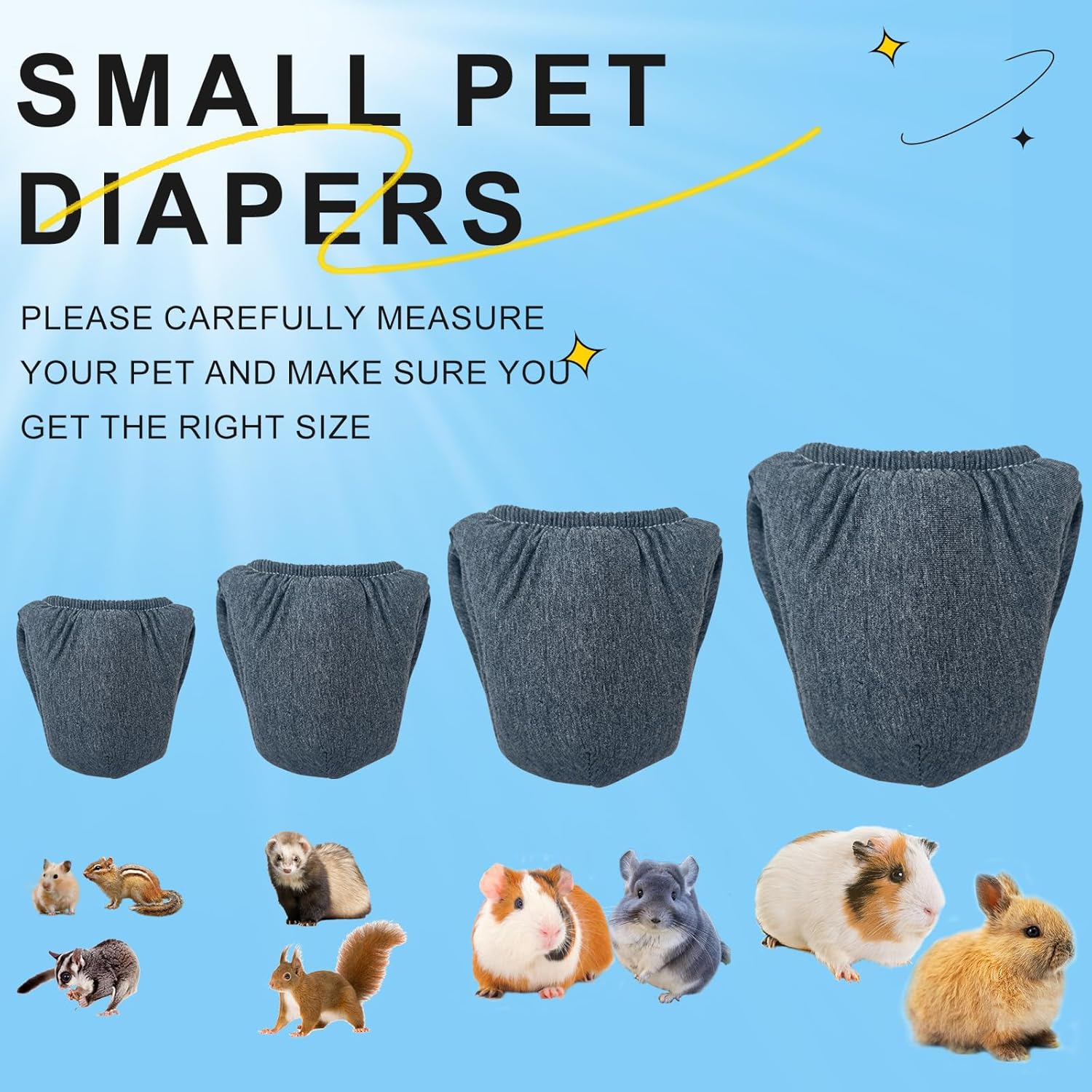 2PCS Small Pet Diapers Reusable Washable Hamster Underpants For Squirrels Chinchillas Hamsters Hedgehogs And Other Small Pets