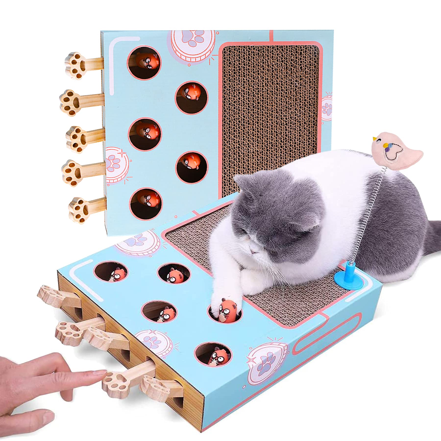 3 In 1 Cat Toys Interactive Cat Scratching Board Chase Hunt Mouse With Scratcher Funny Cat Stick Cat Hit Gophers Maze Tease Toy