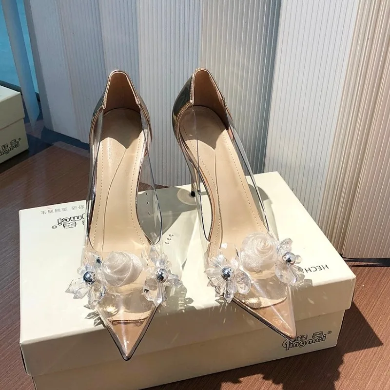 2025 new High Y2K Sier Heels Sandals Women Summer Punk Goth Pointed Toe Party Shoes Woman Metallic Thin Heeled Dress Pumps Ladies 7cc9