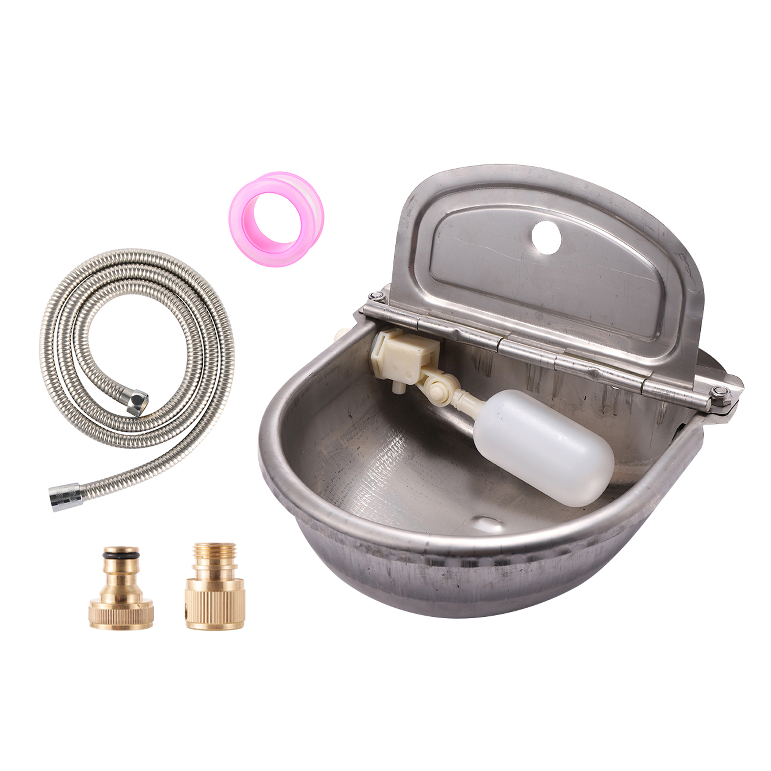304 Stainless Steel Water Trough Horses Goats Sheep Pig Float Bowl Automatic Waterer Dog Drinking Bowl Cattle Tool Bull Acces
