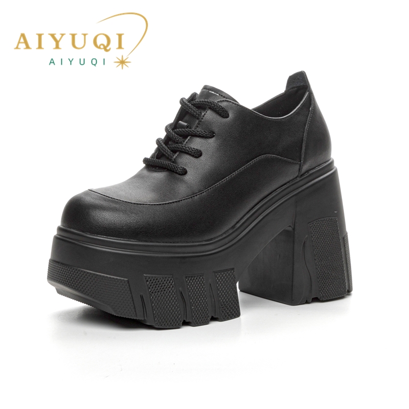 AIYUQI High Heels Women 2024 New Genuine Leather Lace-up Fashion Women Shoes 11cm Heels Platform Spring Shoes Women