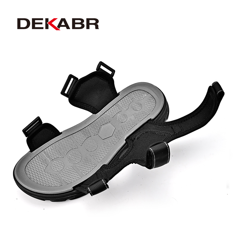 DEKABR Men's Summer Cowhide Leather New Hollow Outdoor Comfortable Soft Sole Open Toe Adjustable Fashion Beach Sandals 9e7f