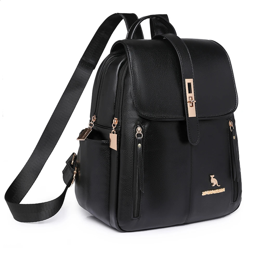 Large Capacity Women Backpack Purses High Quality PU Leather Female Vintage Bag School Bags Travel Bagpack Ladies Bookbag Bolsos 240903