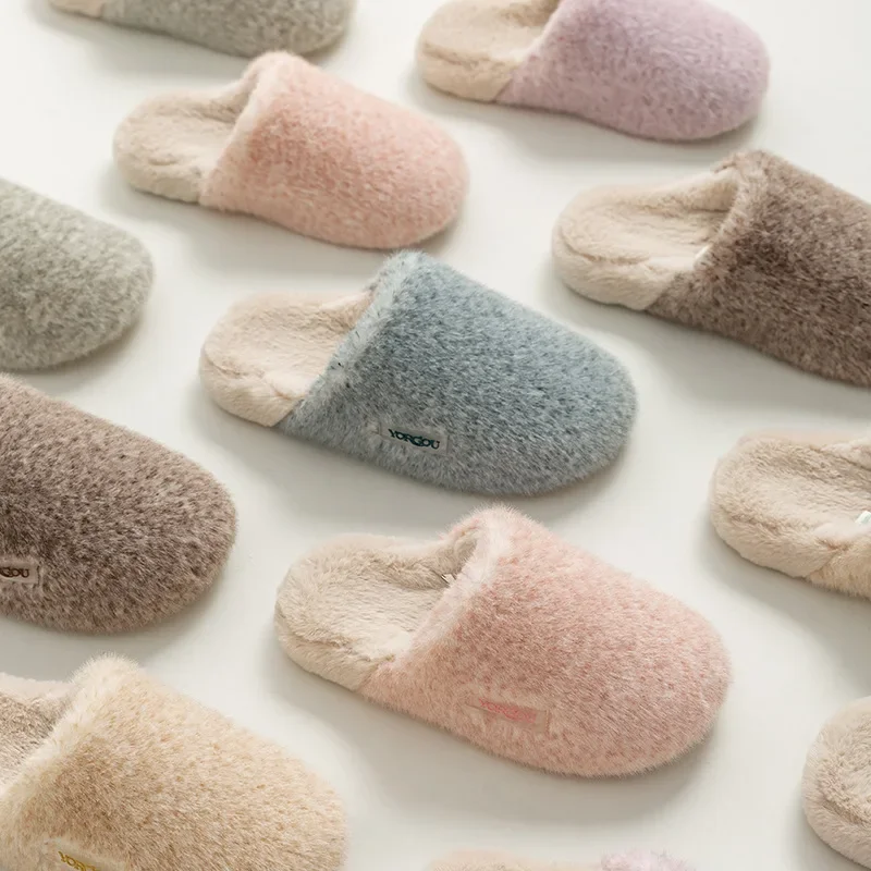 2025 NEW High end Women s Home Slippers Winter Fashion Plush Warm Men s Cotton Indoor Soft Sole Casual Flats Shoes Couples b f