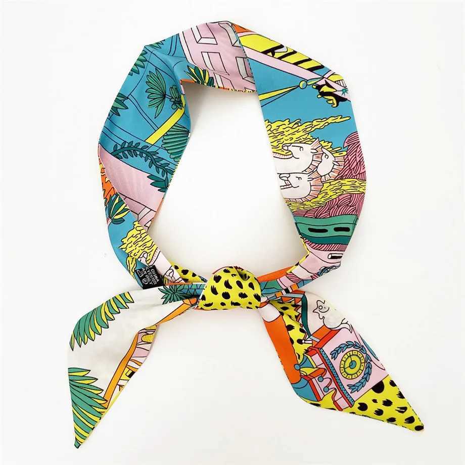 2024 Spring Design Leopard Skinny Scarf Wen Luxury Brand Horse Bag Scarves Hair Neck Silk Scarf For Ladies Foard band X250319