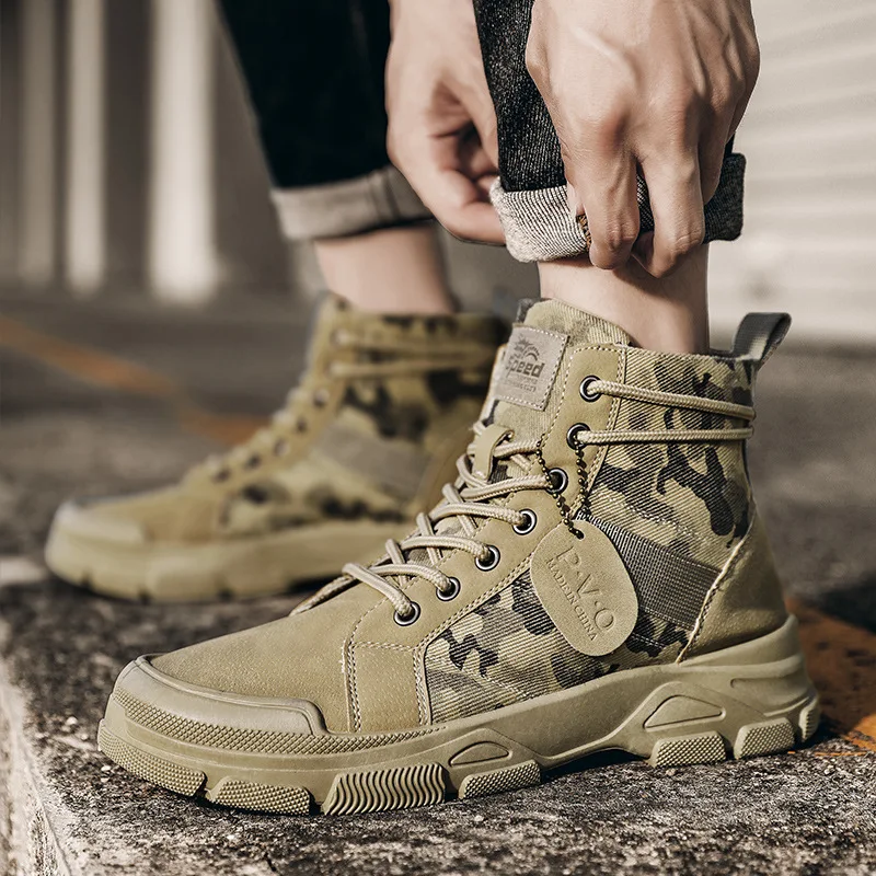 Men's Camouflage Martin Boots: Breathable Work Safety Shoes for Summer with High-Top Protection 4 7e493