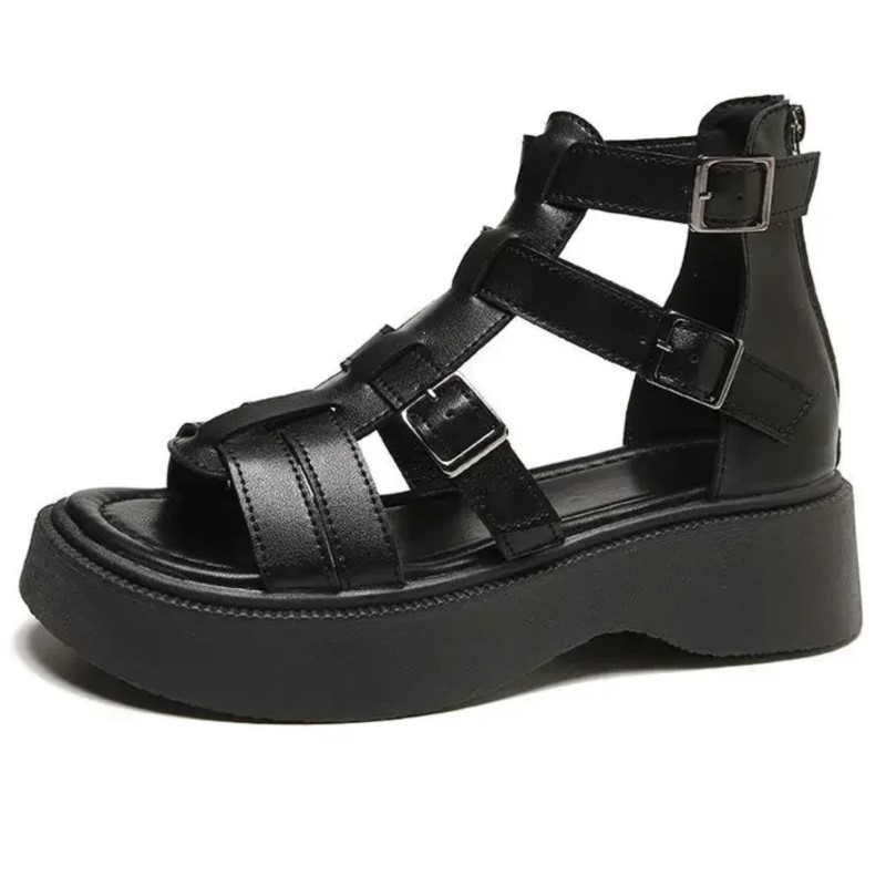 Gladiator Women's Shoes 2024 Hot Sale Women's Zipper Sandals Summer Beach Sandals Women Peep Toe Wedges Shoes Female