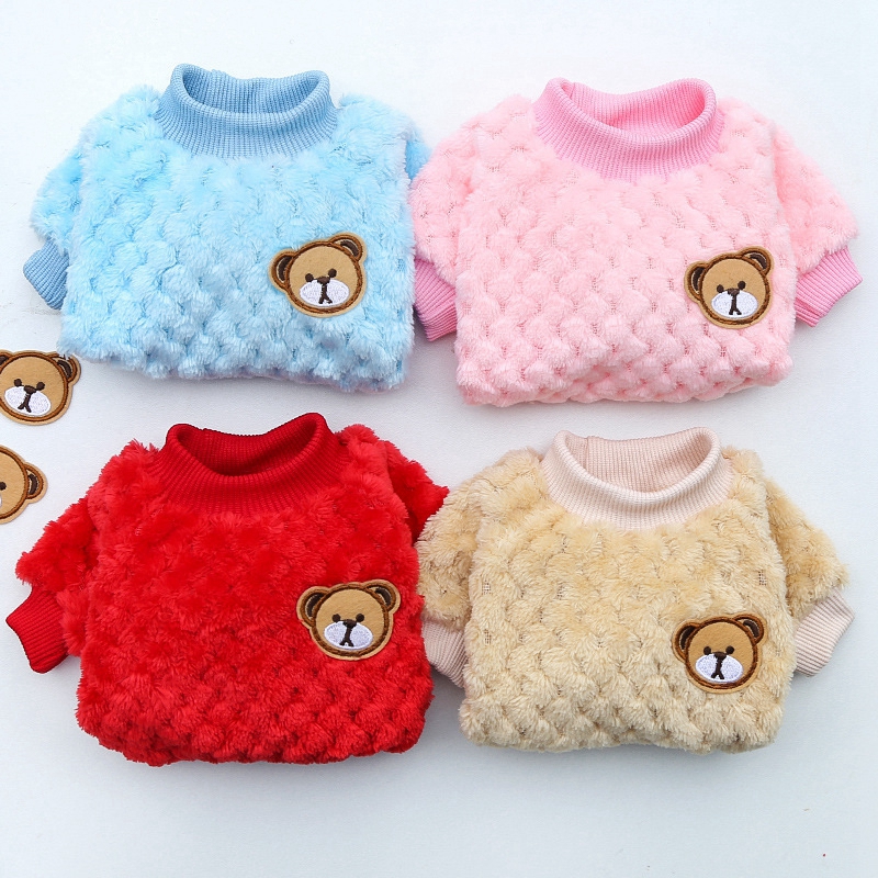 Cute Bear Autumn Winter Warm Dog Hoodie Thick Dog Sweater Pullover Sweater Warm Coat for Small Dogs Teddy Dog Pet Dog Clothes