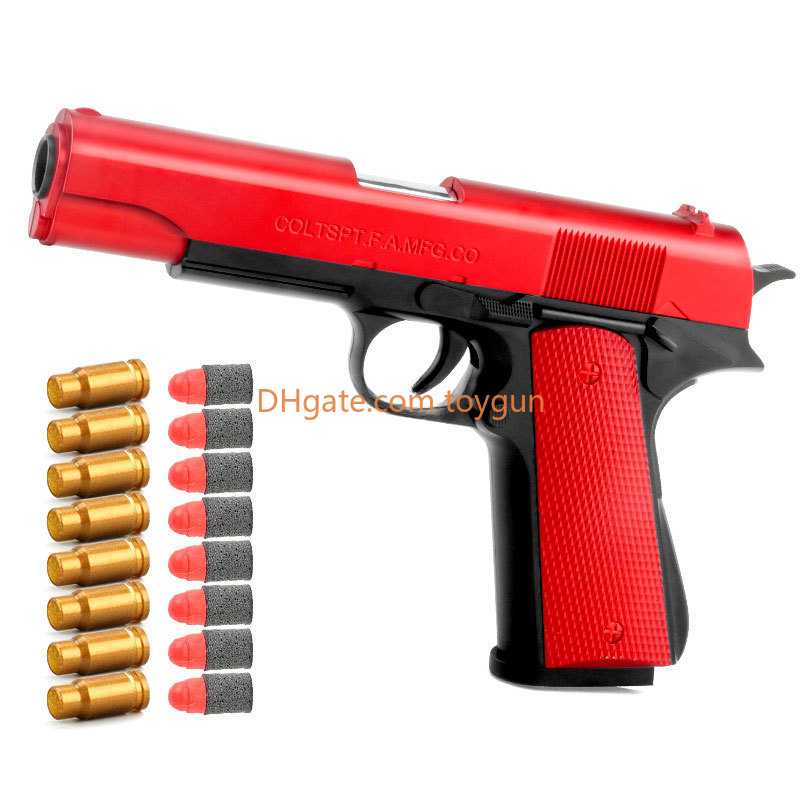 M1911 EVA Soft Bullet Foam Darts Blaster Toy Gun Pistol Manual Shooting Pink Launcher With Silencer For Children Kids Boys Birthday Gifts