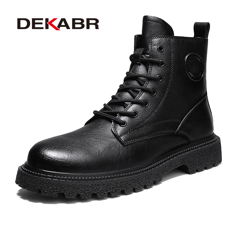 DEKABR Men Leather Casual Platform Boots British Style Autumn Winter Fashion Comfortable Mens Shoes Ankle Botas De Hombre 4a76
