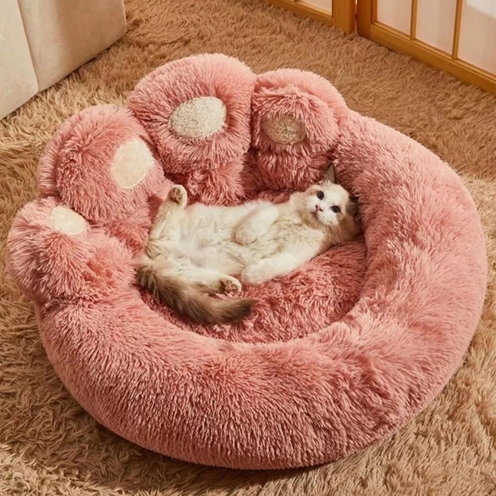 Pet Nest Plush Bed Paw Shaped Pet Bed Fluffy Plush Paw-shaped Pet Bed for Cats Dogs Warm Comfortable for Sleeping for Cozy