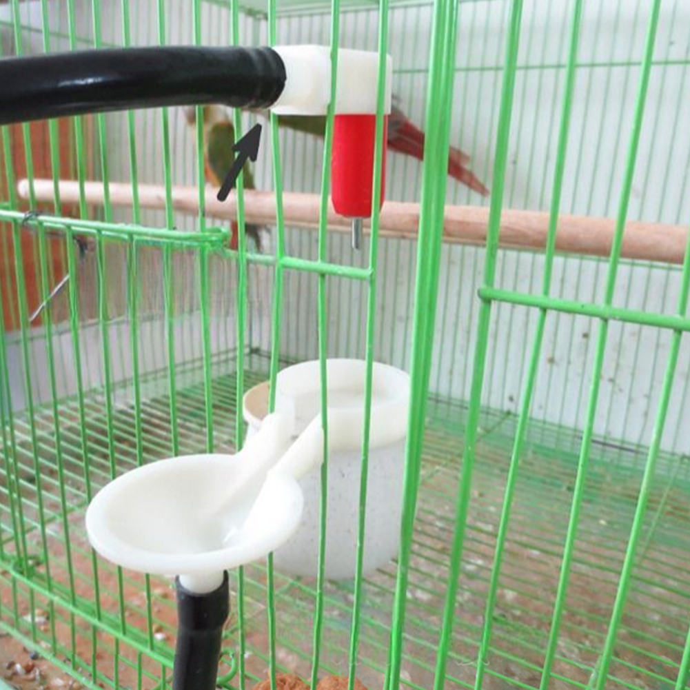 Automatic Bird Drinker Drinking Device For Parakeet Water Container With 3-way Pipe Water Receiving Tray Bird Cage Accessories