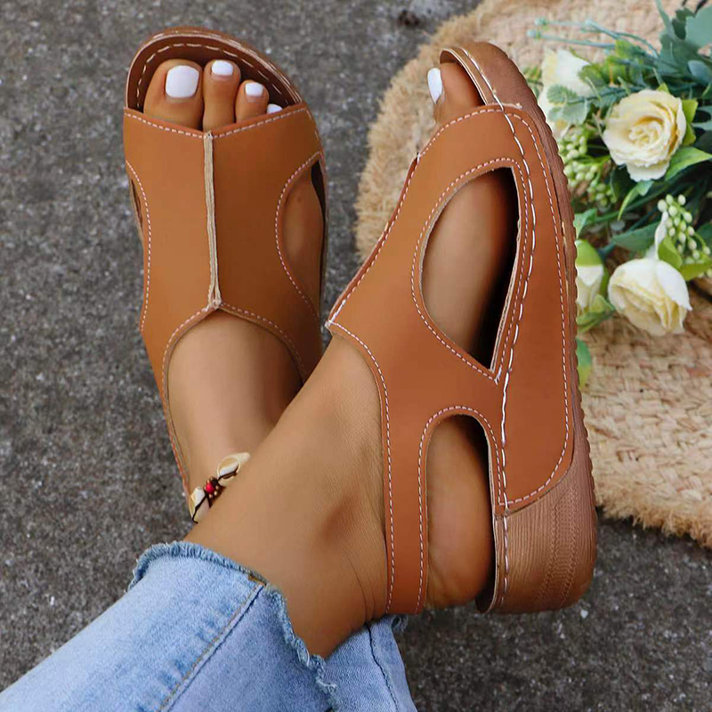 2025 new Plus Lucyever Size Women's Wedge Heeled Sandals Summer On Platform Sandles Women Open Toe Non Slip Sandalias Mujer 8387