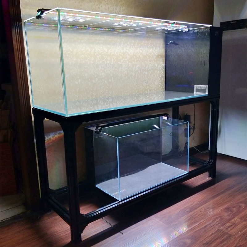 LANGLE Factory Aluminum Alloy Material Aquarium Fish Tank Stand Tank for Restaurant Fish Aquarium Tank Large Glass Workbench