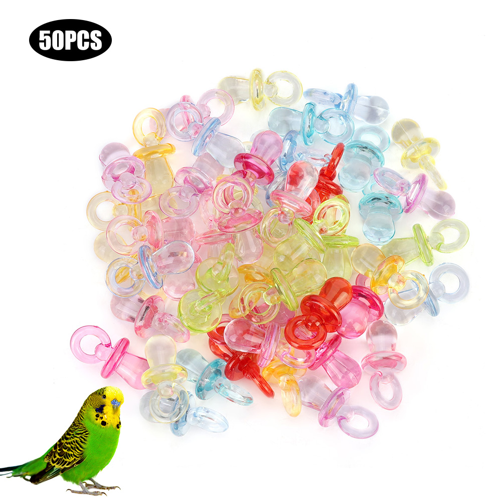 Bird Plastic Chewing Toy Set, Colorful Nipple Bite, Parrot Supplies, DIY Accessories, 50Pcs