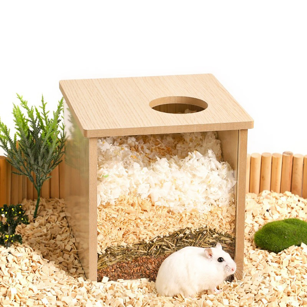Hamster Sand Bath Box Wooden Shower House Chinchilla Digging Sand Bathtub For Gerbils Small Animals