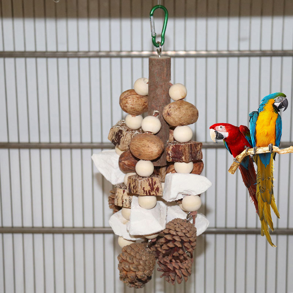 Parrot Toys, Bird Supplies With Wooden Blocks, Parrot Chewing Toys Gift For African Grey Macaws, Parakeets, Cockatiels