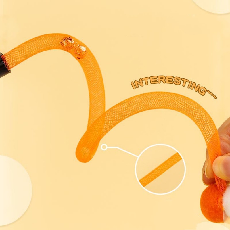 Cat Toy Butterfly Cats Stick Elastic Net Cat Toys Interactive Bite Resistant Wool Ball Toys for Cats Tease Kitten Toy with Bell