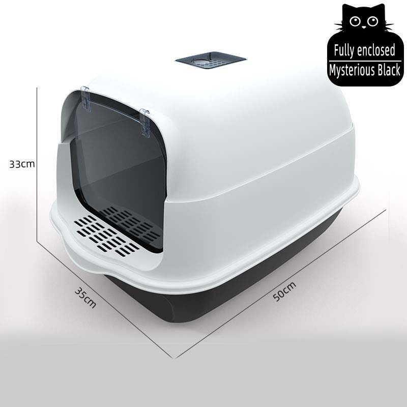 Enclosed Cat Litter Box Fully Spillproof Deodorant Cat Toilet Two-Way Shovel Large Capacity Cat Toilet Litter Box Closed Sandbox