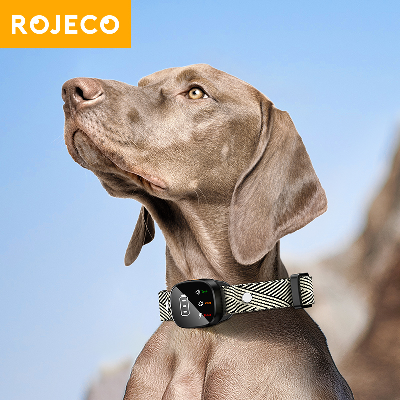 ROJECO Electric Dog Training Collar Smart Dog Anti Barking Collar Rechargeable Pet Trainer for Dog Bark Stopper with Vibration