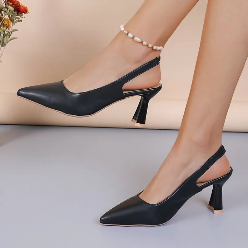2025 new for Shoes Fashion Slip-on Women's High Heels Summer Solid Office and Career Sexy Pointed Toe Heeled Sandals Women 8538 Sals