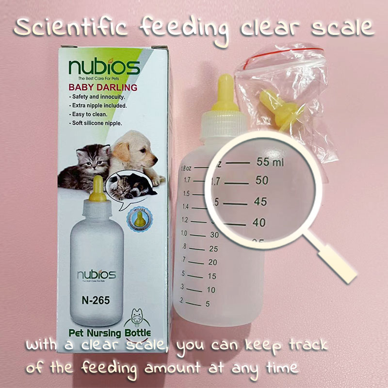 free shipping MySudui Silicone Soft Nipple Feeding Bottle Newborn Pet Feed Water Bite Resistant for Kitten Puppy Odorless with Scale