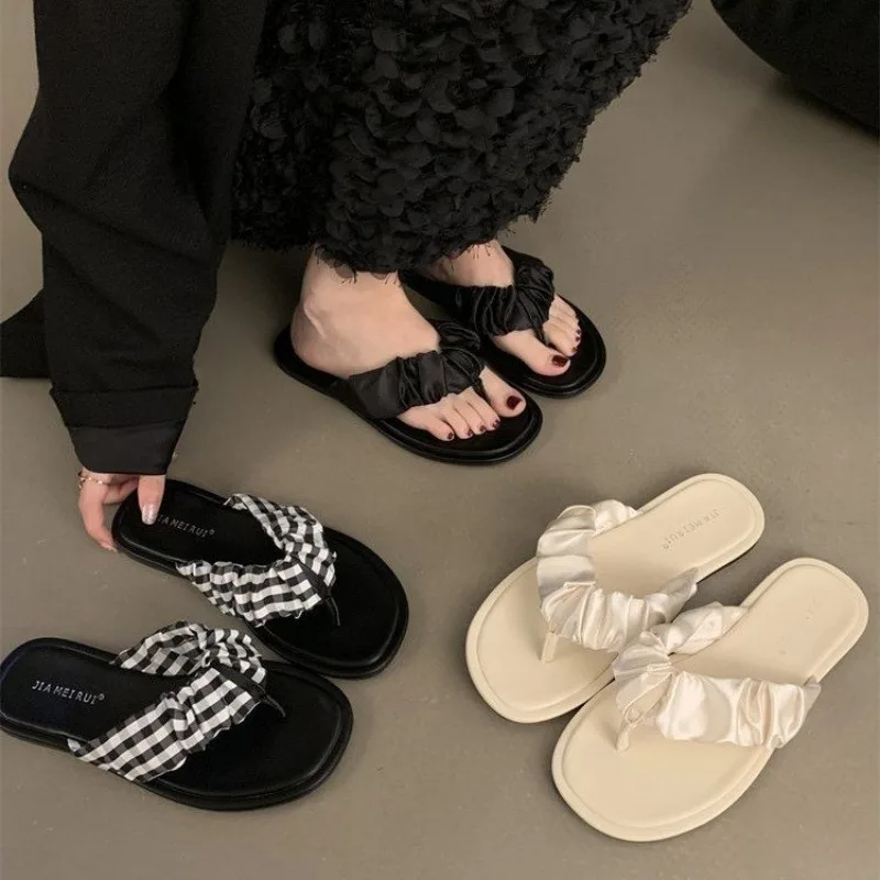 Female Flat Summer Clogs Woman Ladies' Slippers Med Slides Platform Pantofle New Beach Designer 2024 Rubber PU Shoes Wo 2c0d