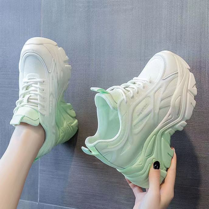 Mix Women's Color Chunky Sneakers 2024 Spring Breathable Mesh Platform Sports Woman Lace Up Thick Sole Casual Shoes Mujer 71f3