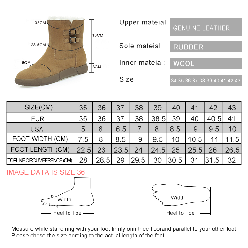 AIYUQI Women Snow Boots Suede Genuine Leather 2024 New Non Slip Flat Women Winter Boots Wool Warm Women's Ankle Boots