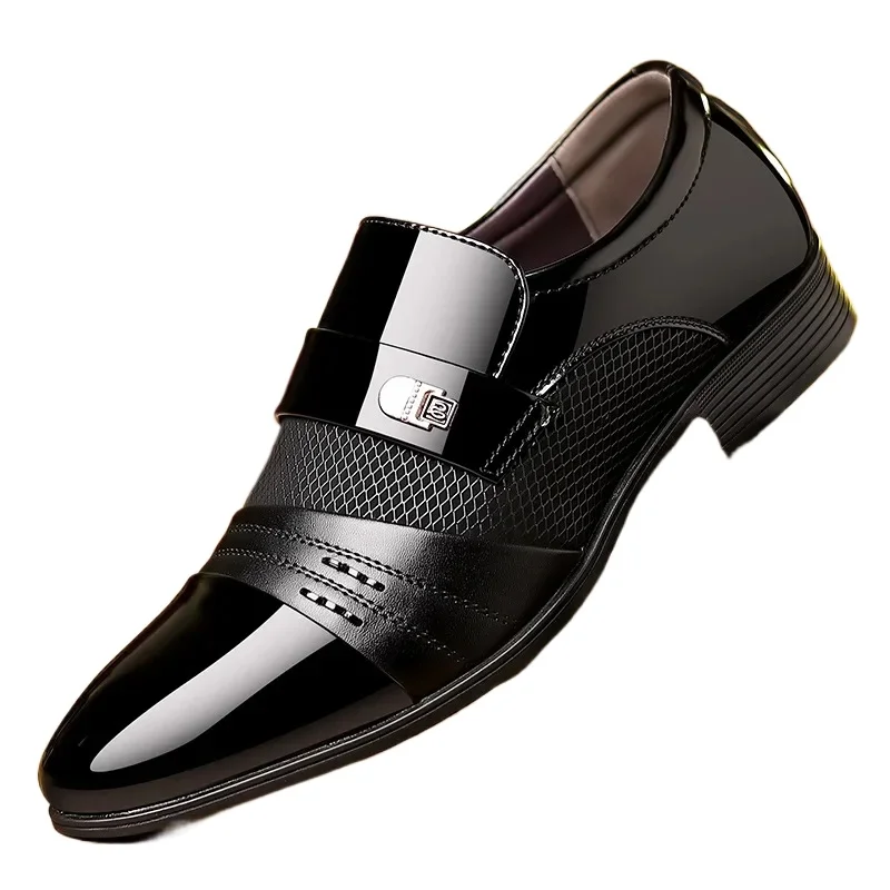 Men's Leather Formal Shoes, Black Pointed Toe Loafers, Office & Party Shoes hot for Men