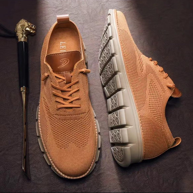 2024 Men Sneakers Plus Size Trendy British Style Summer Breathable Soft Male Sports Shoes Fashion Solid Woven Mesh Running Flats
