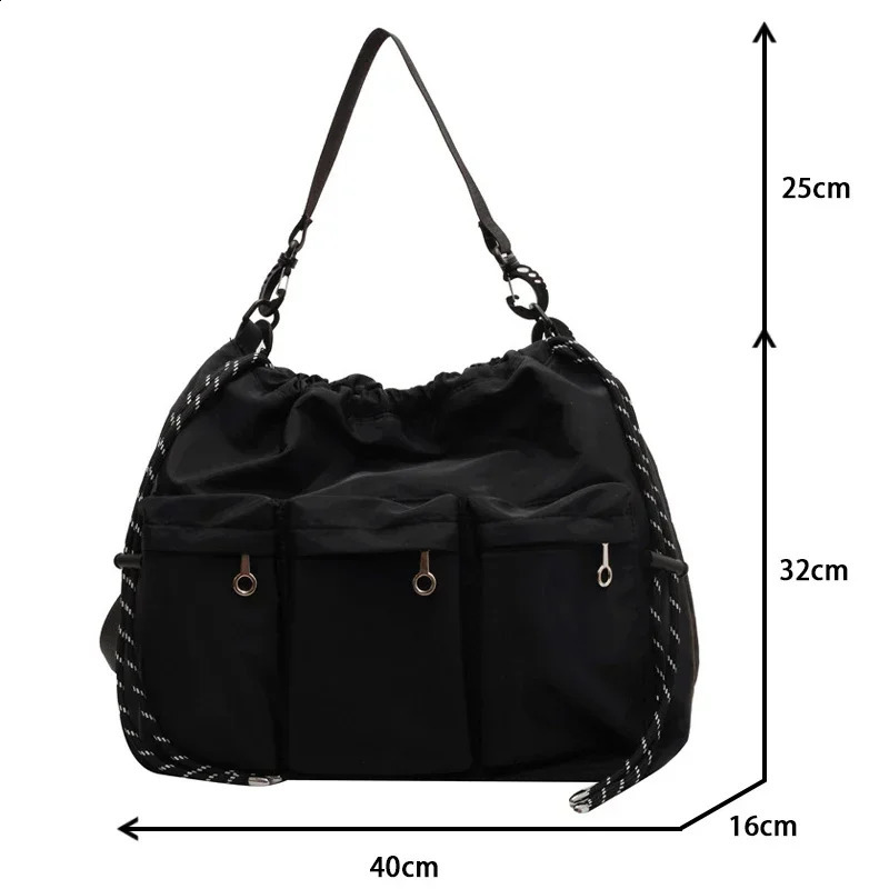 Large Black Nylon Unisex Crossbody Bag Multipocket String n Travel Shoulder Bags for Women Fashion Handbags Purses 240903