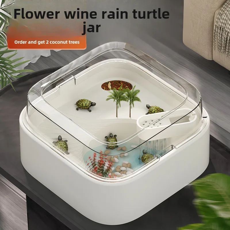 Household turtle tank, ecological dedicated lazy tabletop, small sun drying table, fish tank, water and land breeding tank 220V