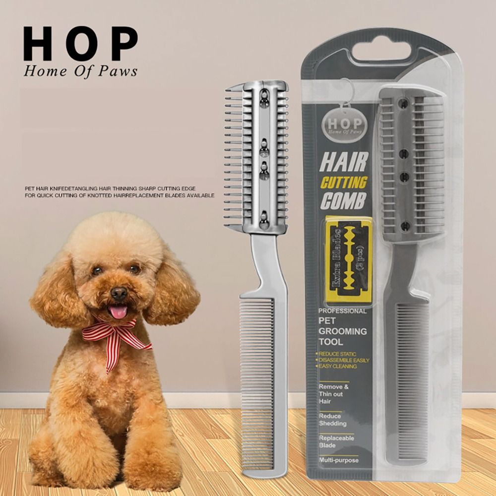 Razor Comb for Dogs Cats with 1pcs Extra Blades, Pet Razor Comb 2 in 1 | Trimming & Grooming, Dog Cat Brush
