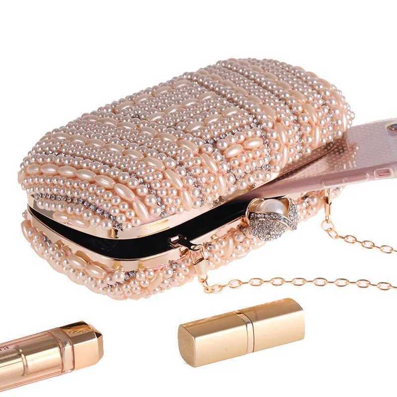 Fashion Elegant Women Evening Bags Luxury Beaded Pearl Clutch Bag Wedding Party Handbag Purse Ladies Dating Cell Phone Pocket 240903