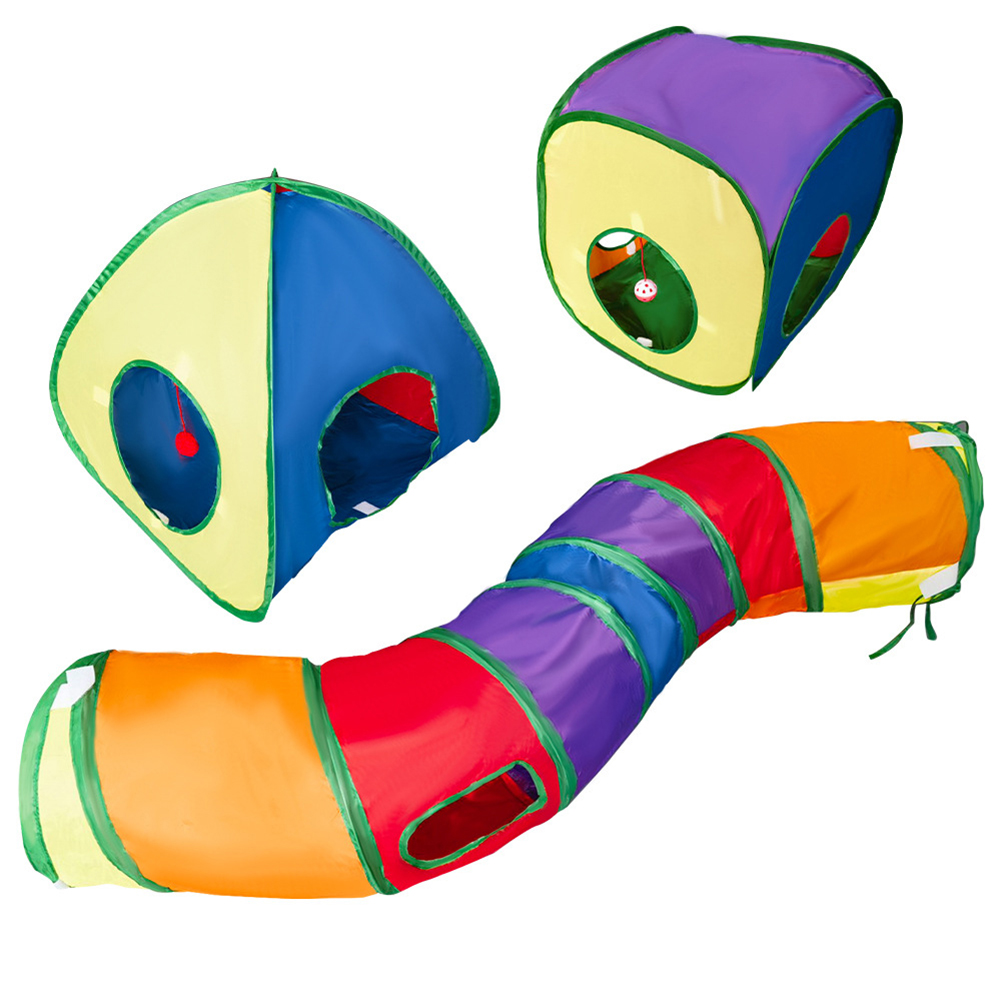 Cat Tunnels for Indoor Cats With Cube Tent Toy Combo Pop Up Collapsible Crinkle Interactive Peek Hole Cat Tube for Kitten Rabbit