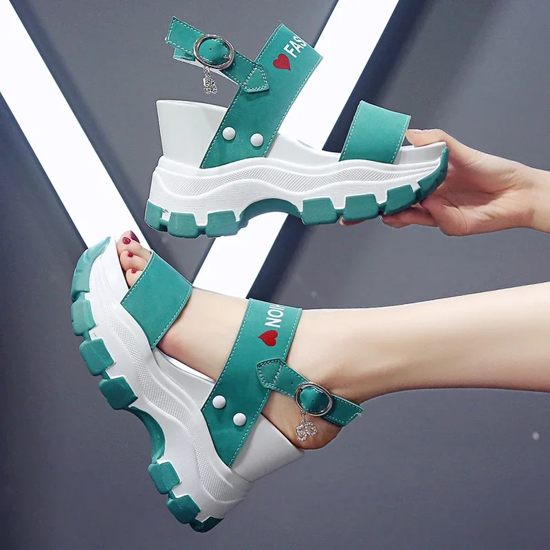 Platform Heeled Sandals Women 2024 New Summer Chunky High Heels Female Wedges Shoes for Women Fish Toe Red Sandalias De Mujer