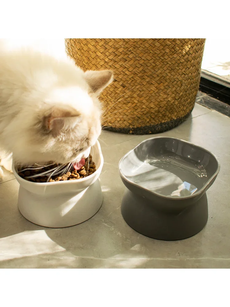 Stress Free Cat Food Bowl Tilted Heightened Cat Bowl Non-Slip Protection Pet Spine Double-Sided Bowl Can Be Used In Dishwasher